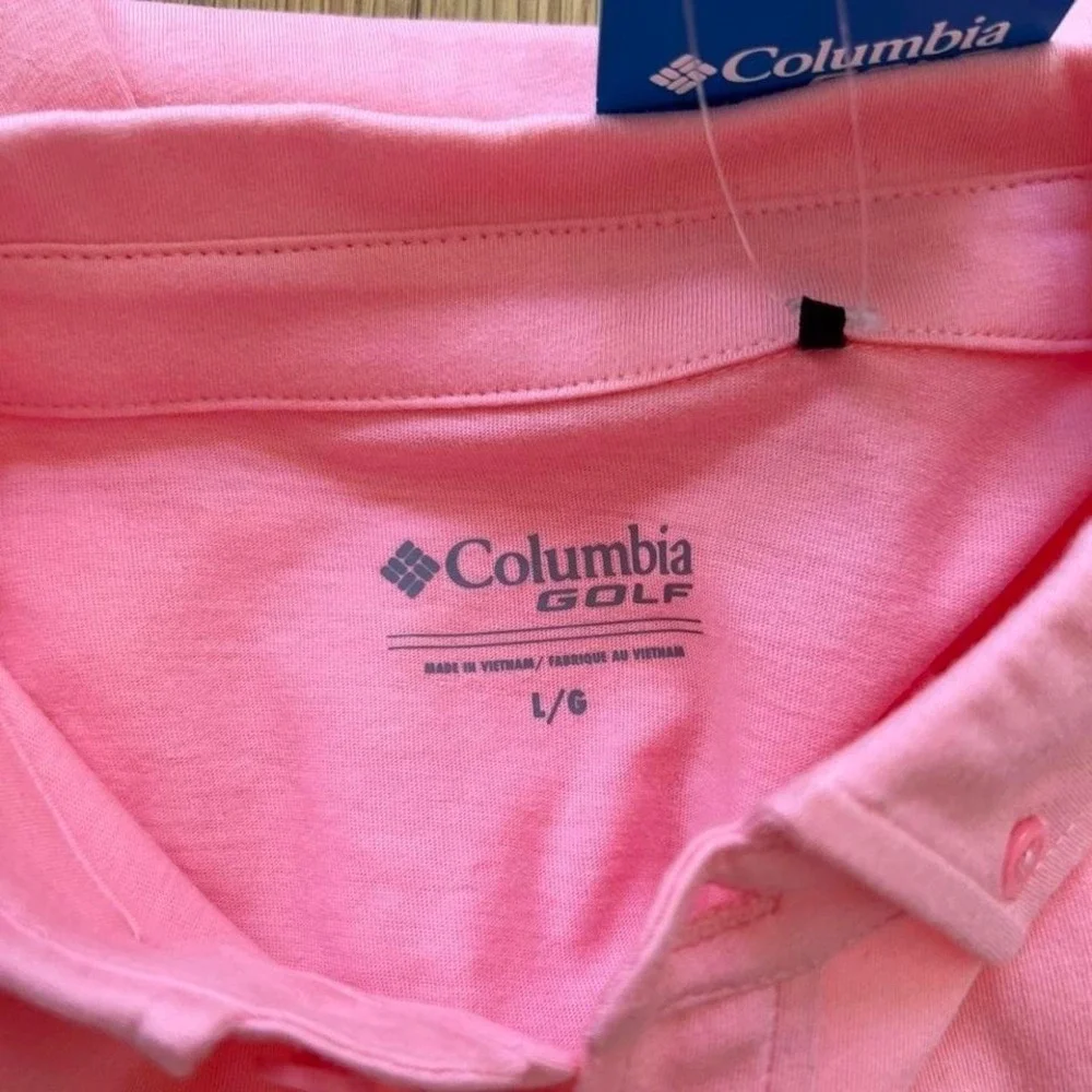 New Columbia Sportswear pink golf polo shirt, Men's Large - Picture 6 of 7